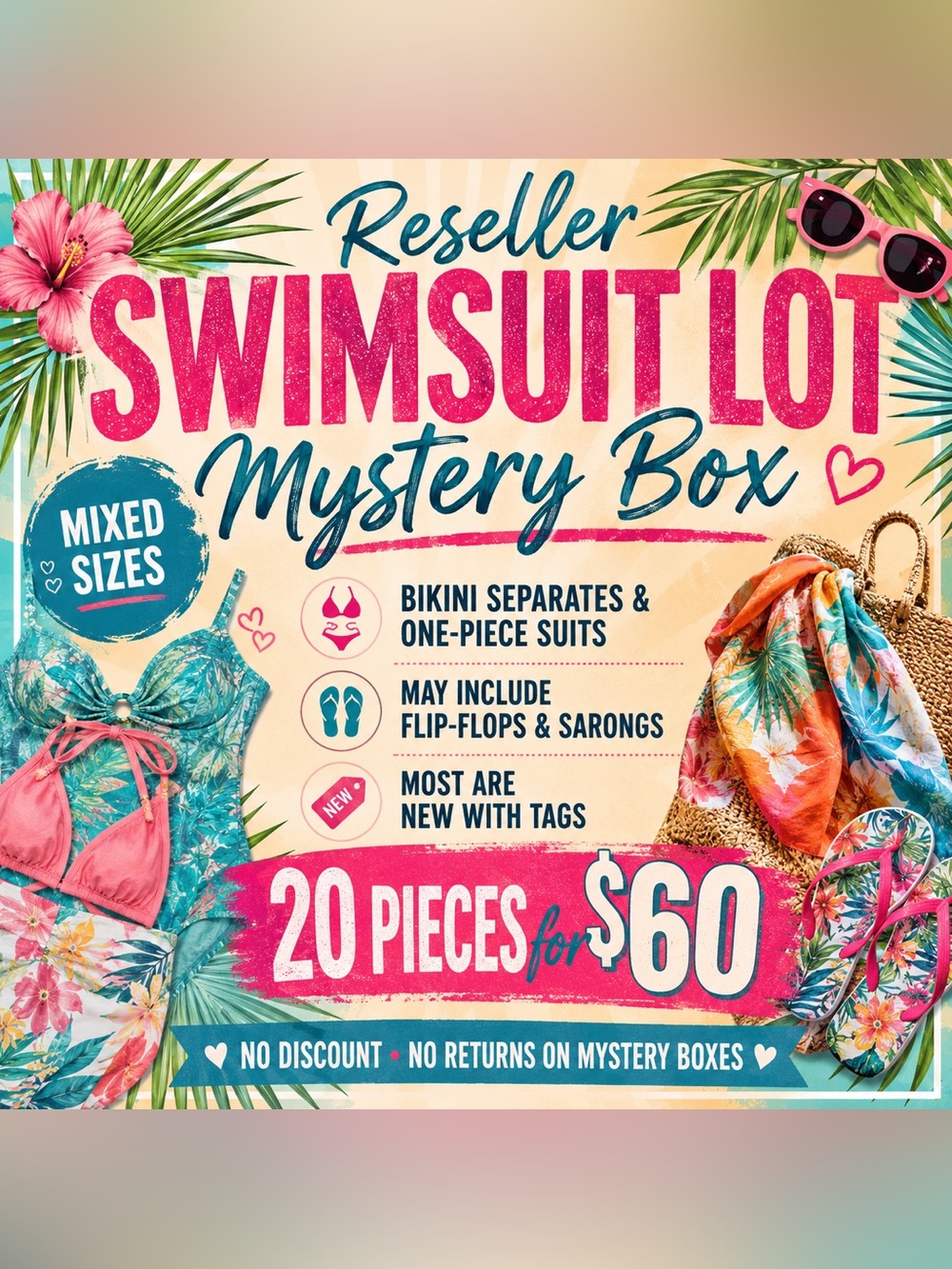 Reseller Swimsuit Lot Mystery Box Women's Bikini Separates & One Piece Suits